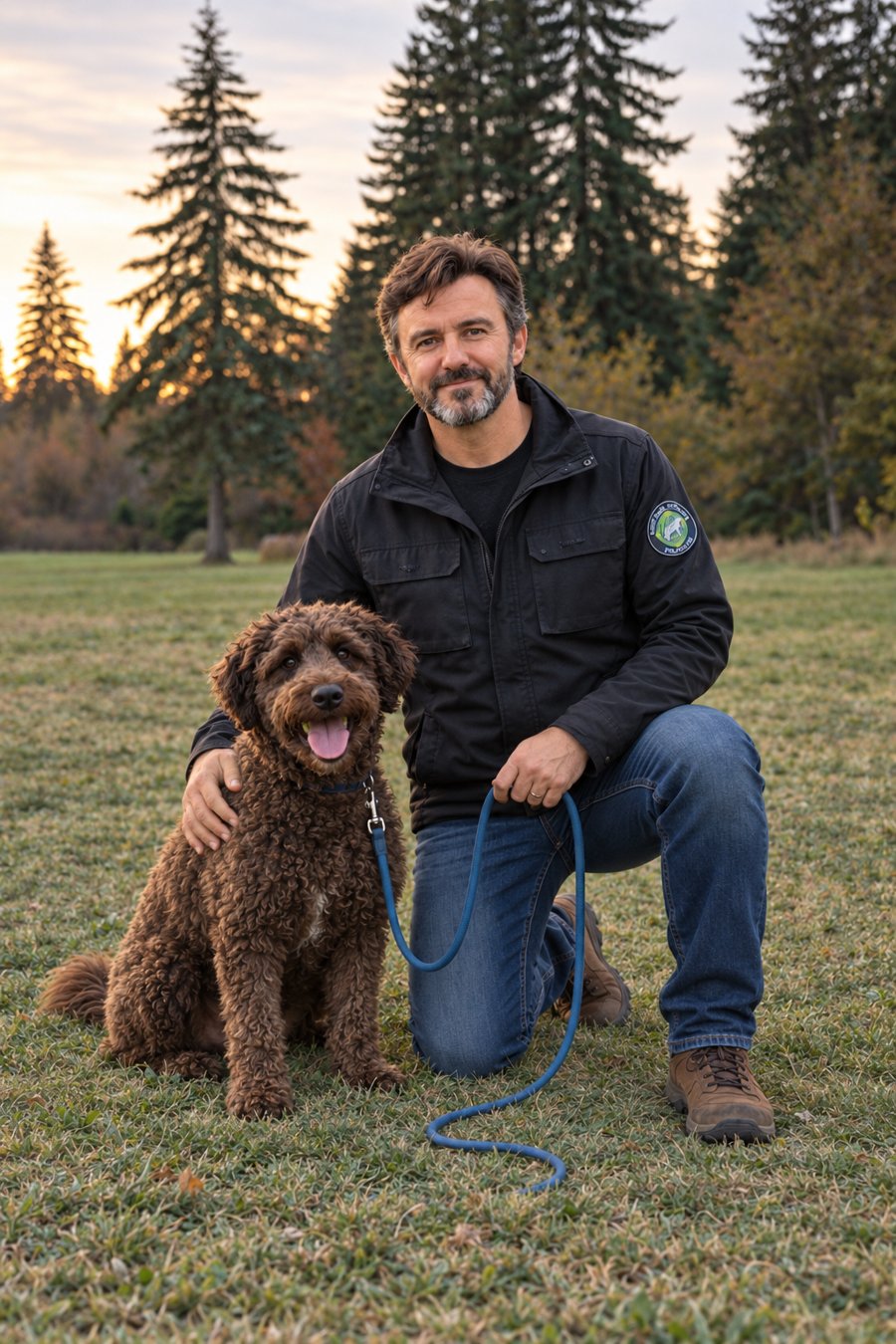 Sean with a puppy